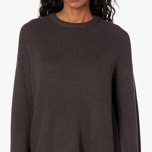 Women's Ribbed Knit Sweater - Dark Brown